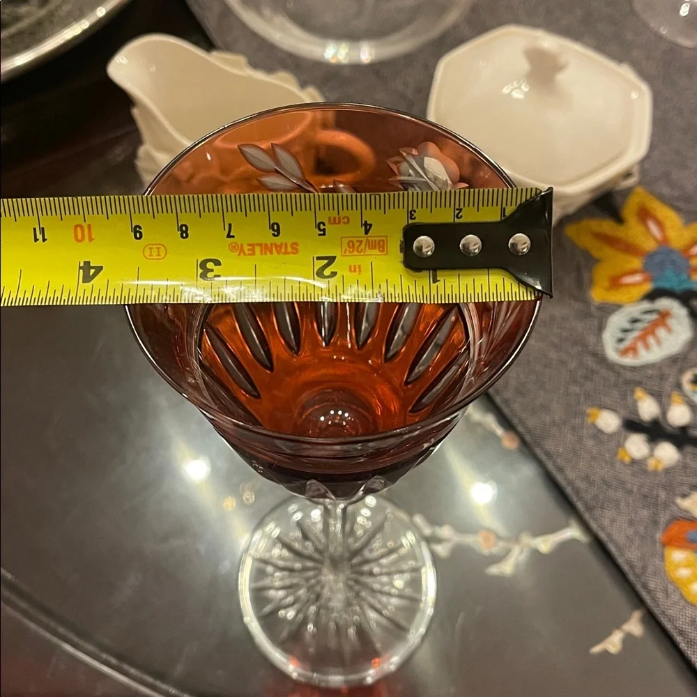 Elegant vintage Red Crystal Wine Glass